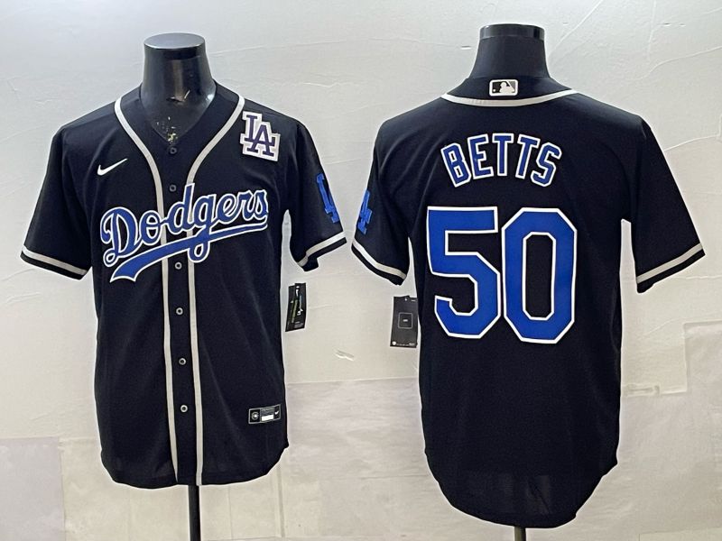 Men 2025 Nike Los Angeles Dodgers #50 Betts Black Game MLB Jersey 08->los angeles dodgers->MLB Jersey